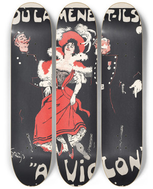 Triptych art skateboard deck of Julesalexandre Grn Les Maitres De Laffiche Pl 103 Caf Reche by Jules-Alexandre Grn (1868-1934)