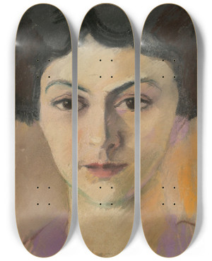 Triptych art skateboard deck of August Macke Portrt Elisabeth Hilterfingen by August Macke (1887-1914)