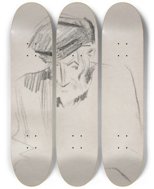 Triptych art skateboard deck of Jeanlouis Forain Pierre Auguste Renoir by Jean Louis Forain (1852-1931)