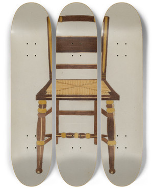 Triptych art skateboard deck of Genevieve Sherlock Chair_2 by Genevieve Sherlock