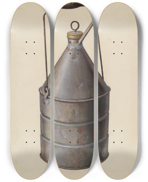 Triptych art skateboard deck of Leslie Macklem Oil Can by Leslie Macklem