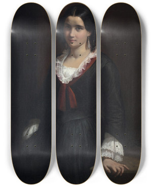 Triptych art skateboard deck of Wilhelm Marstrand Portrait Of Miss Vilhelmine Ville Hage Later Mrs Heise 18381912 by Wilhelm Marstrand (1810-1873)