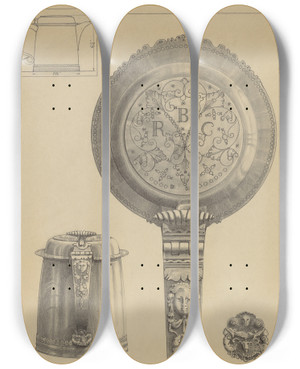 Triptych art skateboard deck of Simon Weiss Silver Tankard_1 by Simon Weiss
