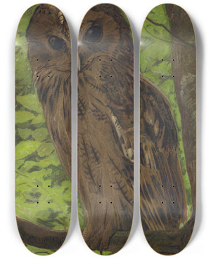 Triptych art skateboard deck of Lopaul Robert Chathuant by Leo Paul Robert (1851-1923)