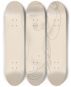 Triptych art skateboard deck of Mikul Galanda Sketchbook_85 by Mikulas Galanda (1895-1938)
