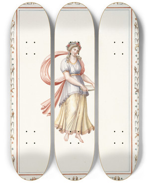 Triptych art skateboard deck of Pierrejean Mariette Young Woman Holding Platter by Pierre-Jean Mariette (1694-1774) Triptych art skateboard deck of Pierrejean Mariette Young Woman Holding Platter by Pierre-Jean Mariette (1694-1774)