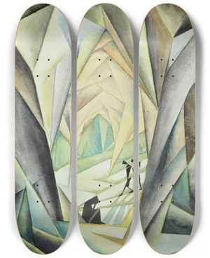Triptych art skateboard deck of Jerzy Hulewicz Kompozycja by Jerzy Hulewicz (1886-1941)