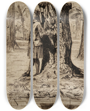 Triptych art skateboard deck of James Abbott Mcneill Whistler Seymour by James Abbott Mcneill Whistler (1834-1903)