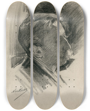 Triptych art skateboard deck of Nicolaas Van Der Waay Es Wittkamp by Nicolaas van der Waay (1855-1936)