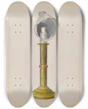 Triptych art skateboard deck of Hester Duany Candlestick by Hester Duany (1891-1964)