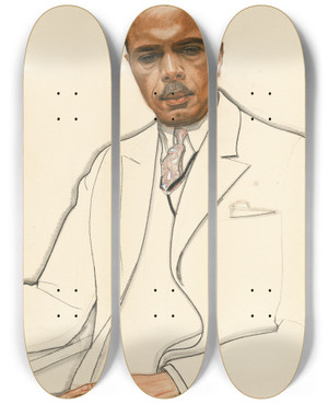 Triptych art skateboard deck of Winold Reiss James Weldon Johnson by Winold Reiss (1886-1953)