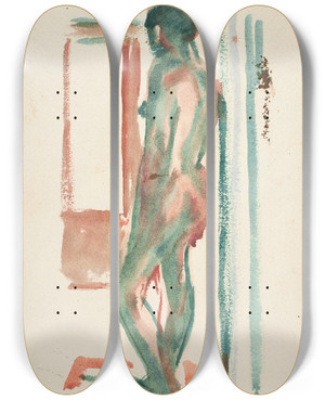 Triptych art skateboard deck of Edvard Munch Stende Akt_2 by Edvard Munch (1863-1944)
