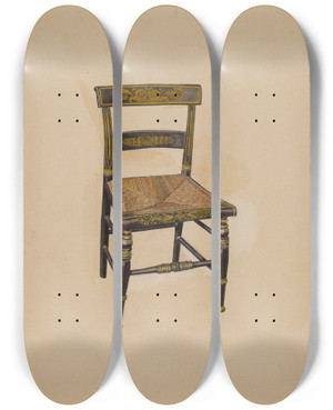 Triptych art skateboard deck of Dorothea A Farrington Chair by Dorothea A Farrington