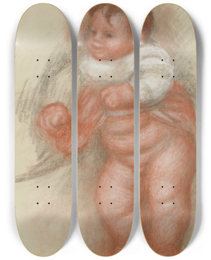 Triptych art skateboard deck of Pierreauguste Renoir Enfant Nu Debout by Pierre-Auguste Renoir (1841-1919)