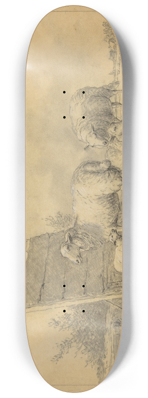 Eugne Joseph Verboeckhoven - Sheep in a Landscape 8.25 inch art skate deck