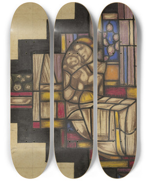 Triptych art skateboard deck of Richard Nicolas Roland Holst Ontwerp Voor Raam In Het Nederlands Paviljoen Op De Tentoonstelling Arts Dcoratifs Te Parijs 1925_6 by Richard Nicolaus Roland Holst (1868-1938)