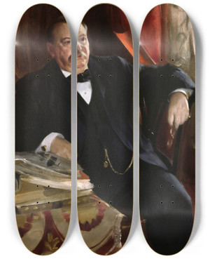 Triptych art skateboard deck of Anders Zorn Grover Cleveland by Anders Zorn (1860-1920)
