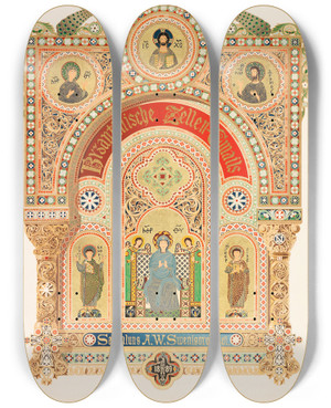 Triptych art skateboard deck of Nikodim P Kondakow Geschichte Und Denkmler Des Byzantinischen Emails by Nikodim P Kondakow (1844-1925)