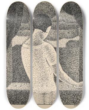 Triptych art skateboard deck of Mikul Galanda Woman By The Window_1 by Mikulas Galanda (1895-1938)