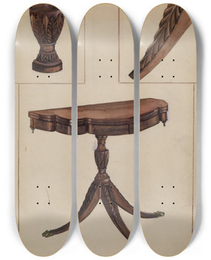 Triptych art skateboard deck of Bessie Forman Card Table_2 by Bessie Forman