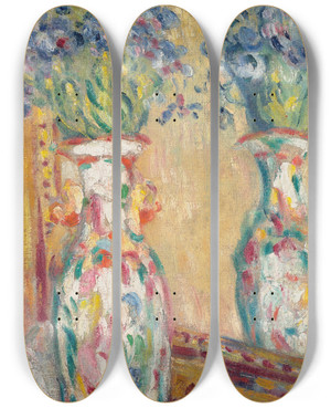 Triptych art skateboard deck of Louis Valtat Vase Au Miroir by Louis Valtat (1869-1952)