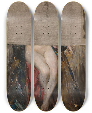 Triptych art skateboard deck of Jan Cigliski Lust Female Nude by Jan Ciaglinski (1858-1913)