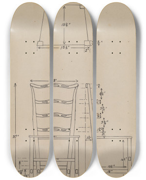 Triptych art skateboard deck of Hans Westendorff Side Chair_2 by Hans Westendorff