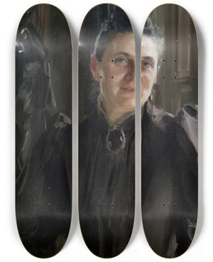 Triptych art skateboard deck of Anders Zorn Fanny Thiel Ne Stiebel by Anders Zorn (1860-1920)