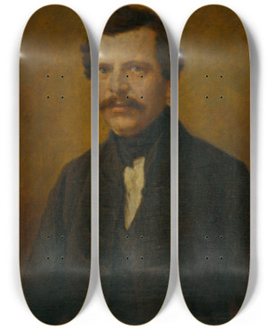 Triptych art skateboard deck of Elemr Halszhradil Portrait Of Imrich Szab by Elemir Halasz Hradil (1873-1948)
