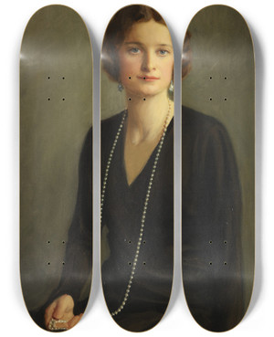 Triptych art skateboard deck of Bernhard Sterman Princess Astrid Of Sweden Later Queen by Bernhard Osterman (1870-1938)
