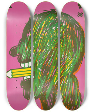 Triptych art skateboard deck of Lanny Sommese Cpfa 1979 The 13Th Annual Central Pennsylvania Festival Of The Arts by Lanny Sommese (1943)