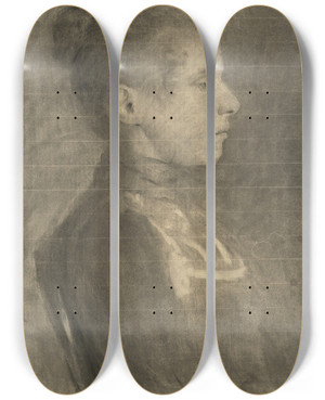 Triptych art skateboard deck of Elemr Halszhradil Tdia Mladej Eny_1 by Elemir Halasz Hradil (1873-1948)