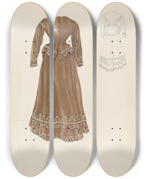 Triptych art skateboard deck of Arelia Arbo Riding Habit by Arelia Arbo