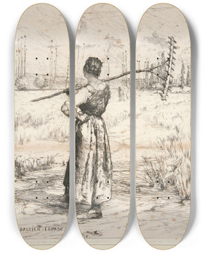 Triptych art skateboard deck of Jules Bastienlepage Retour Des Champs Return From Thefields by Jules Bastien-Lepage (1848-1884)