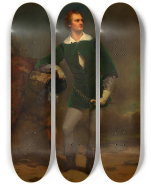 Triptych art skateboard deck of Josef Matthias Aigner Ludwig Gabillon Schauspieler by Josef Matthias Aigner (1818-1886)