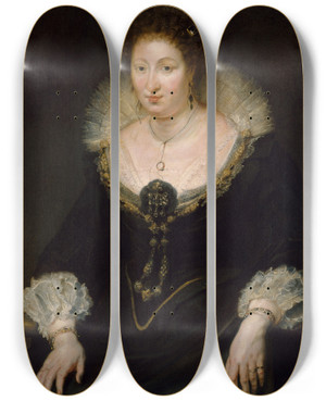Triptych art skateboard deck of Peter Paul Rubens Lady Alethea Talbot Countess Of Arundel by Peter Paul Rubens (1577-1640)