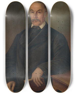 Triptych art skateboard deck of Peter Michal Boh Portrait Of J Vavrean by Peter Michal Bohun (1822-1879)
