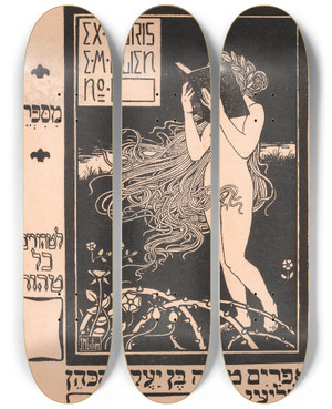 Triptych art skateboard deck of Ephraim Moshe Lilien Ex Libris Van Ephraim Moshe Lilien by Ephraim Moses Lilien (1874-1925)