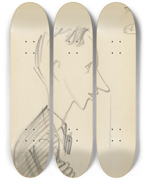 Triptych art skateboard deck of Henry Major John Thomas Scopes by Henry Major (1889-1948)