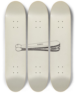 Triptych art skateboard deck of John R Towers Silver Sugar Tongs_2 by John R Towers
