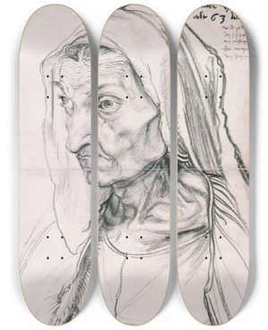 Triptych art skateboard deck of Albrecht Drer Barbara Drer The Artists Mother by Albrecht Durer (1471-1528)