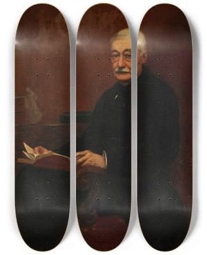 Triptych art skateboard deck of Henri Thirot Victor Diancourt Maire De Reims 1898 by Henri Thierot (1863-1905)