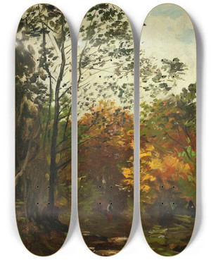 Triptych art skateboard deck of Ludwig Willroider Wald by Ludwig Willroider (1845-1910)