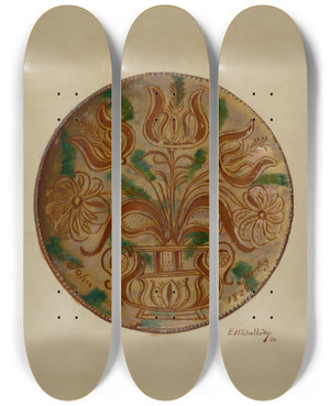 Triptych art skateboard deck of Eugene Shellady Pa German Plate_5 by Eugene Shellady