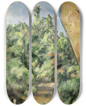 Triptych art skateboard deck of Paul Czanne The Red Rock by Paul Cezanne (1839-1906)