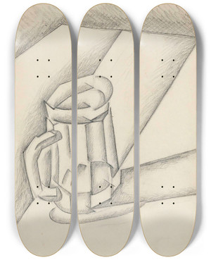 Triptych art skateboard deck of Juan Gris Bock De Bire_2 by Juan Gris (1887-1927)