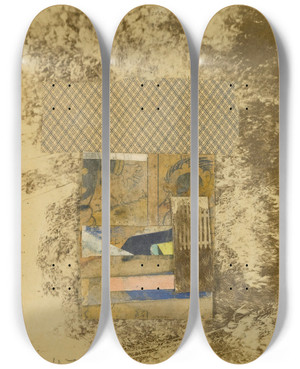 Triptych art skateboard deck of Kurt Schwitters Ohne Titel Merzzeichnung In Merzzeichnung Untitled Merz Drawing In Merz Drawing by Kurt Schwitters (1887-1948)