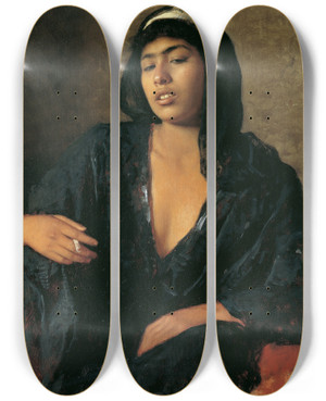 Triptych art skateboard deck of Leopold Carl Mller Nefusa by Leopold Carl Muller (1834-1892)