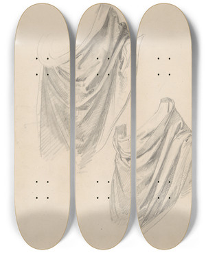 Triptych art skateboard deck of Jzef Simmler Study Of Moses Robe To The Painting Immaculate Conception Of The Blessed Virgin Mary by Jozef Simmler (1823-1868)