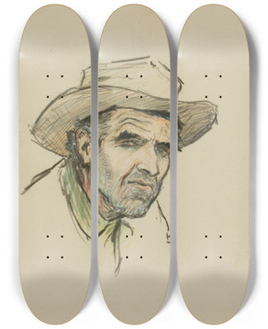Triptych art skateboard deck of William Henry Dethlef Koerner Gene Underwood Of Cooke City Montana by William Henry Dethlef Koerner (1878-1938)